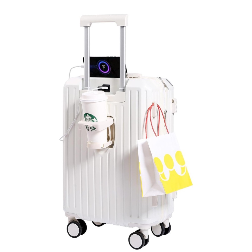 20 inch Carry On White Luggage Bag Lightweight